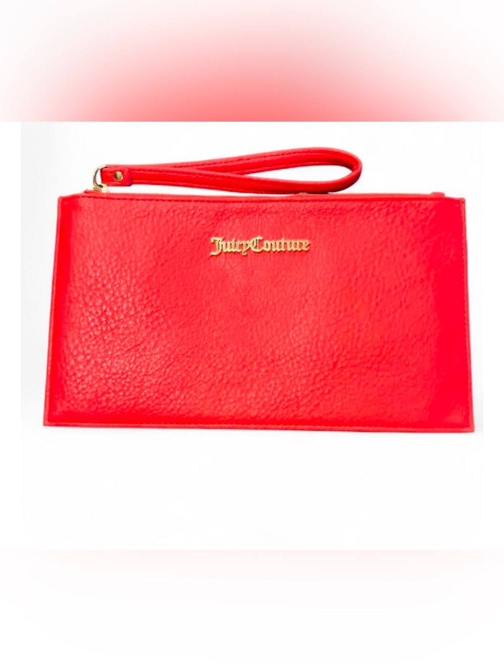 Juicy Couture Red Pebbled Leather Wristlet Clutch - Flame Scarlet